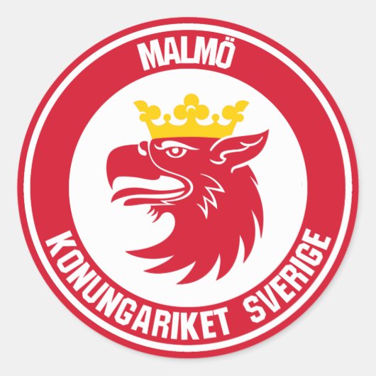 Malmö Round Emblem Runder Aufkleber (Vorderseite)