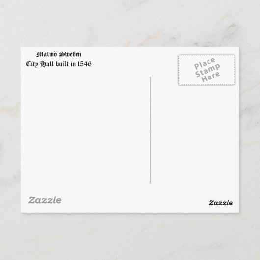 Malmö Schweden - Rathaus Postkarte (Rückseite)