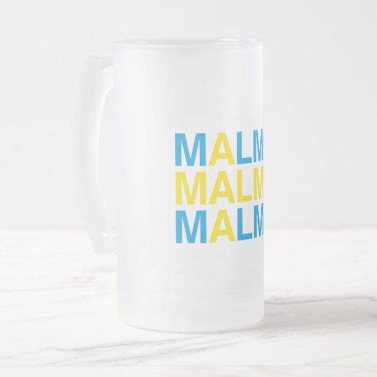 MALMO Schwedische Flagge Mattglas Bierglas (Vorderseite Links)