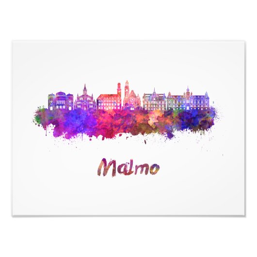 Malmo skyline im Watercolor Fotodruck (Vorne)
