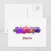 Malmo-Skyline in Aquarellfarbe Postkarte (Vorne/Hinten)