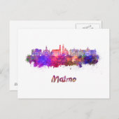 Malmo-Skyline in Aquarellfarbe Postkarte (Vorne/Hinten)