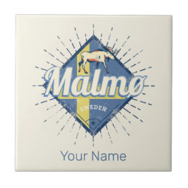 Malmo Sweden Retro Flag Vintage Elche Souvenir Fliese