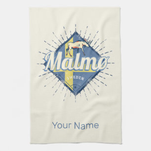 Malmo Sweden Retro Flag Vintage Elche Souvenir Geschirrtuch