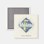 Malmo Sweden Retro Flag Vintage Elche Souvenir Magnet (Vorderseite/Rückseite)