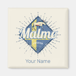 Malmo Sweden Retro Flag Vintage Elche Souvenir Magnet