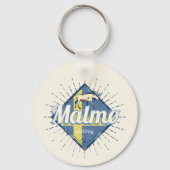 Malmo Sweden Retro Flag Vintage Elche Souvenir Schlüsselanhänger (Vorderseite)