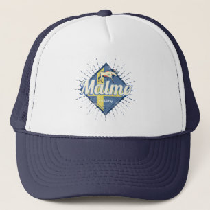 Malmo Sweden Retro Flag Vintage Elche Souvenir Truckerkappe