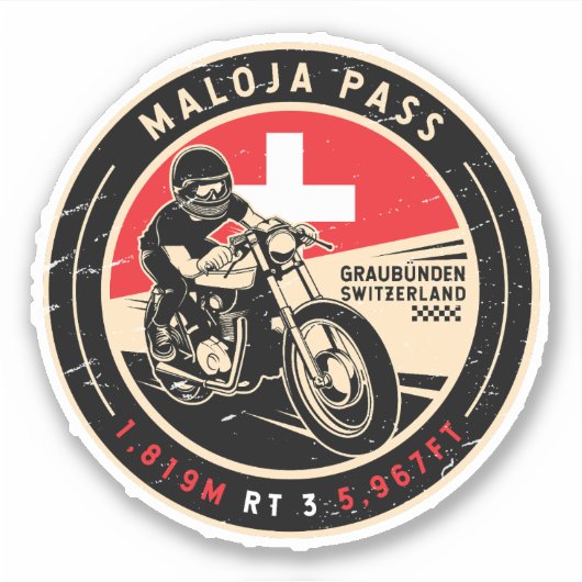 Maloja Pass | Schweiz | Motorrad Aufkleber (Vorderseite)