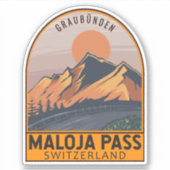 Maloja Pass Schweiz Retro Reisemblem Aufkleber (Vorderseite)