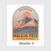Maloja Pass Schweiz Retro Reisemblem Aufkleber (Blatt)