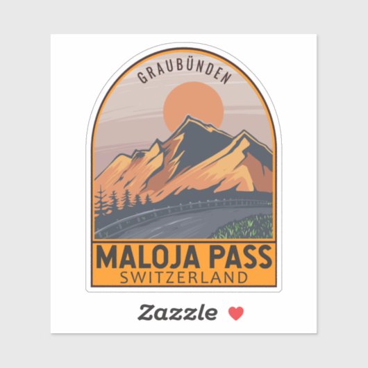 Maloja Pass Schweiz Retro Reisemblem Aufkleber (Blatt)