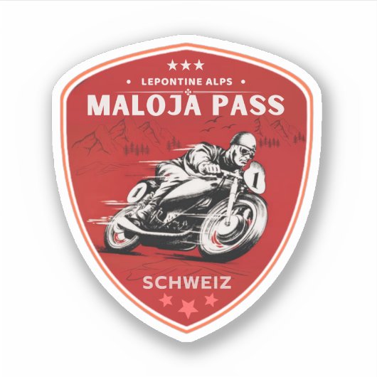 Maloja Pass Schweizer Alpen - Motorrad-Tour Aufkleber (Vorderseite)