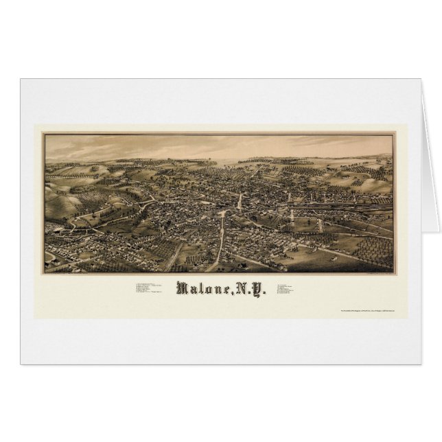 Malone, NY panoramische Karte - 1886 (Vorderseite (Horizontal))