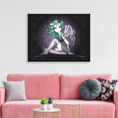 "Malory" Niedliche Grüne Tattoo Angel Canvas Print Leinwanddruck (Insitu (Wohnzimmer))
