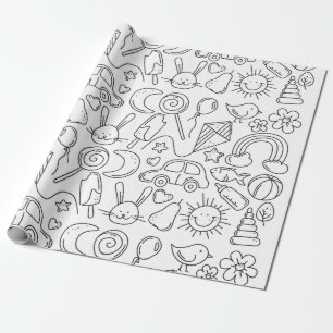 Malpapier Süße Farb-in-Doodles Kinder Malen Geschenkpapier
