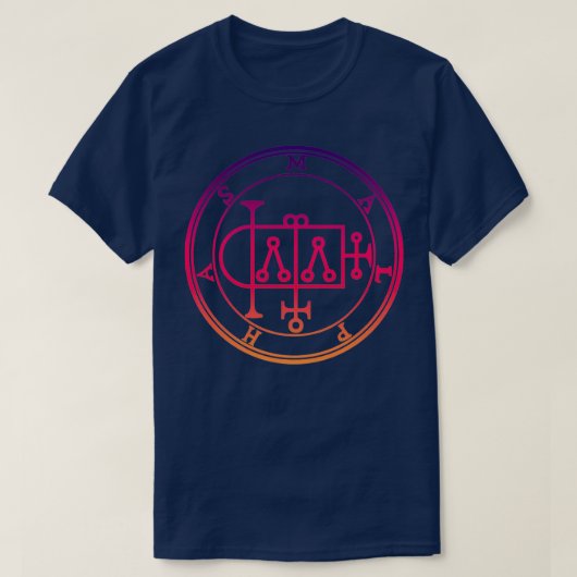 Malphas Sigil Builds Houses Lila Orange T-Shirt (Design vorne)