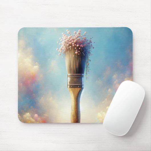 Malpinsel mit rosa Babyatem Mousepad (Mit Mouse)