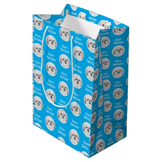 Malshi Blau Mittlere Geschenktüte (Rückseite Schrägansicht)