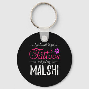 Malshi Dog Lover Tattoo Funny Dog Mama Geschenk Id Schlüsselanhänger