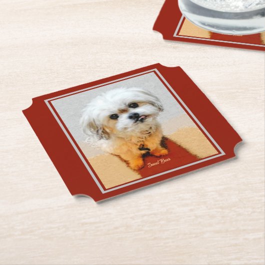 Malshi Dog Maroon Paper Untersetzer (angewinkelt)