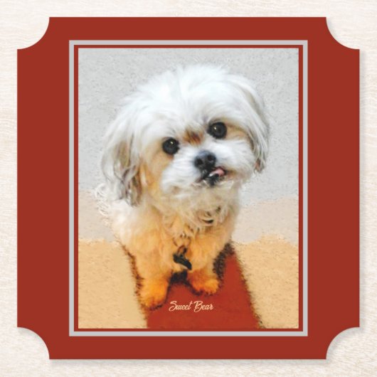 Malshi Dog Maroon Paper Untersetzer (Vorderseite)