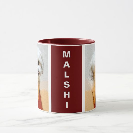 Malshi Dog Maroon Personalized Mug Tasse (Zentrum)