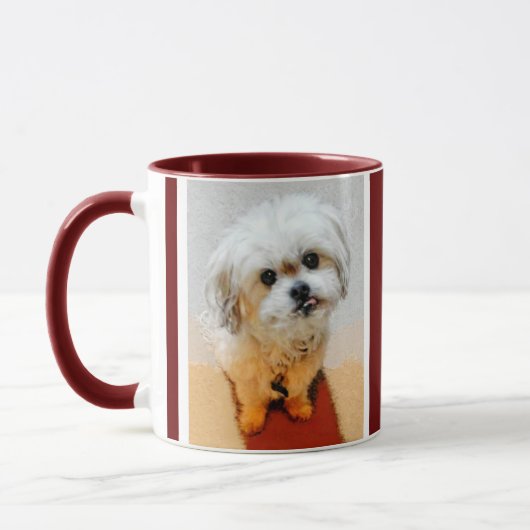 Malshi Dog Maroon Personalized Mug Tasse (Links)