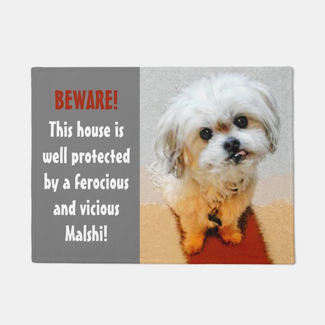 Malshi Funny Guard Dog Doormat 18 x 24 Fußmatte (Vorderseite)