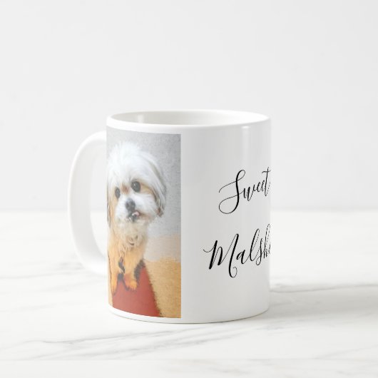 Malshi Hund mit Text-Kaffee-Tasse Kaffeetasse (Vorderseite Links)