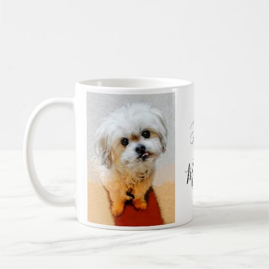 Malshi Hund mit Text-Kaffee-Tasse Kaffeetasse (Links)