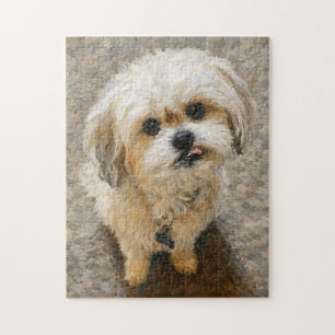 Malshi-Hund-Puzzle mit Grau und Beige Puzzle