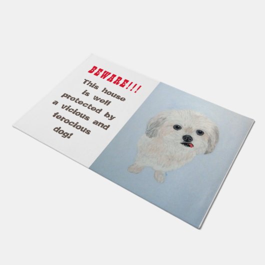 Malshi, Maltesisch, Shih Tzu, Witzwächter Fußmatte (Schrägansicht)