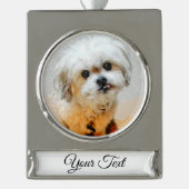 Malshi Silver Tone Weihnachtsbanner Ornament (Vorderseite)