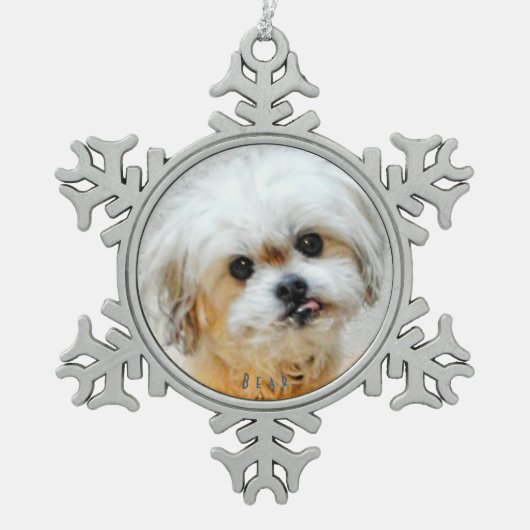 Malshi Snowflake Schneeflocken Zinn-Ornament (Vorderseite)