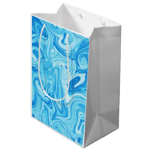 Malstrøm Kunst Blau Farbige Fun Mittlere Geschenktüte (Rückseite Schrägansicht)