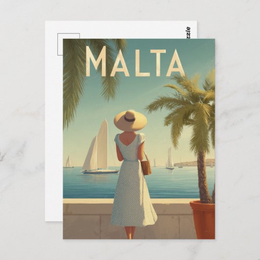 Malta 50er Vintag Postkarte (Vorne/Hinten)