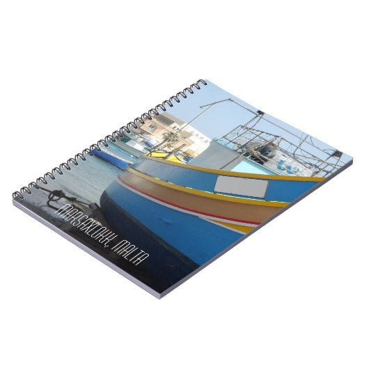 Malta Alte gestreifte Fischerboote in Marsaxlokk Notizblock (Linke Seite)