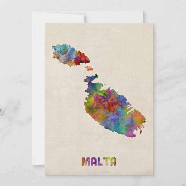 Malta Aquarell Karte (Vorderseite)