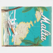Malta Beach & Map Reiseplakat Fleecedecke (Vorderseite (Horizontal))