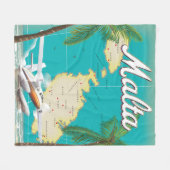Malta Beach & Map Reiseplakat Fleecedecke (Vorderseite (Horizontal))