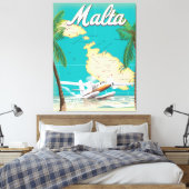 Malta Beach & Map Reiseplakat Leinwanddruck (Insitu (Schlafzimmer))