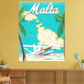Malta Beach & Map Reiseplakat Leinwanddruck (Insitu (Wohnzimmer))