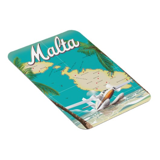 Malta Beach & Map Reiseplakat Magnet (Rechte Seite)