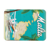 Malta Beach & Map Reiseplakat Magnet (Horizontal)