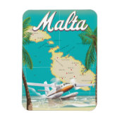 Malta Beach & Map Reiseplakat Magnet (Vertikal)