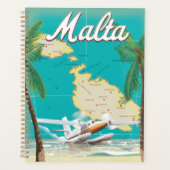 Malta Beach & Map Reiseplakat Planer (Vorderseite)