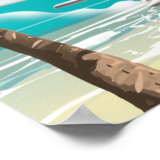 Malta Beach & Map Reiseplakat Poster (Ecke)