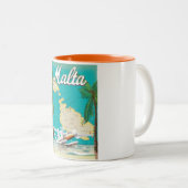 Malta Beach & Map Reiseplakat Zweifarbige Tasse (VorderseiteRechts)