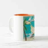Malta Beach & Map Reiseplakat Zweifarbige Tasse (Vorderseite Links)